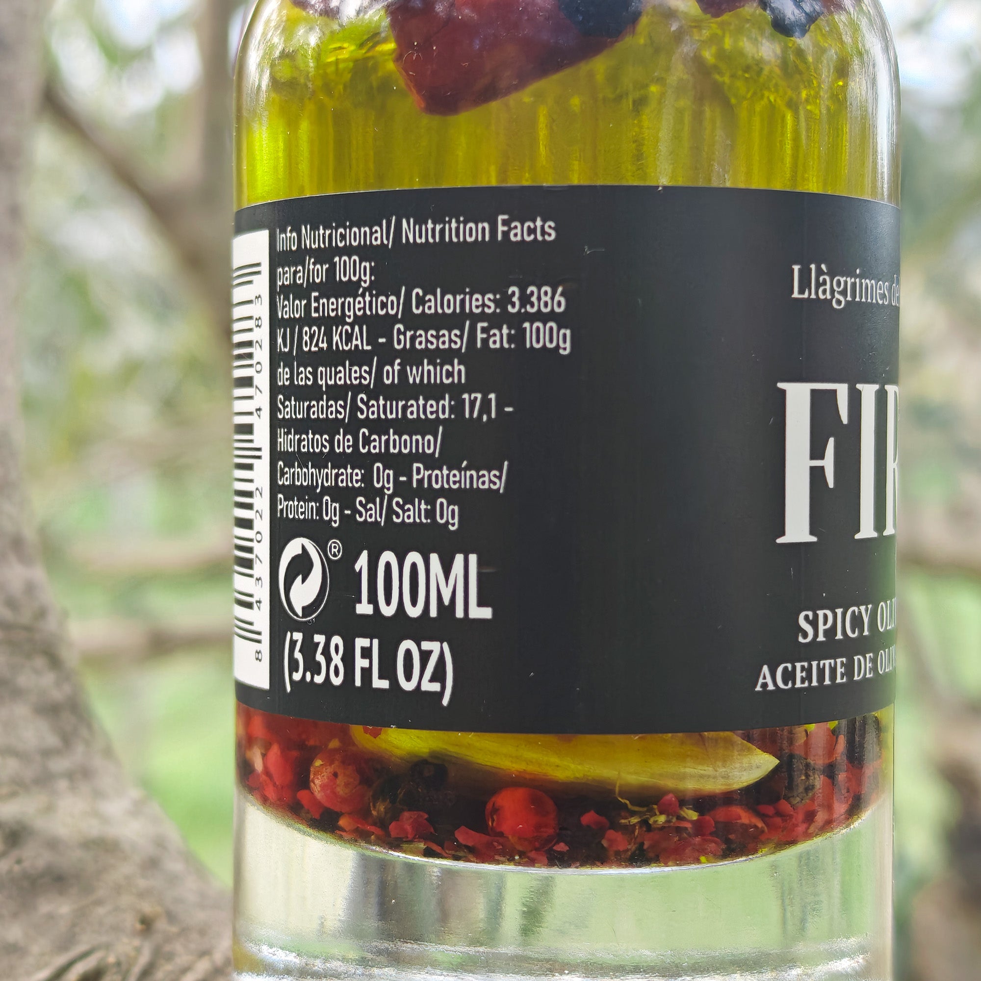FUEGO – Chile picante, ajo y ajo. Aceite de Oliva Virgen Extra Infusión de Pimienta – 100ml / 3.38 fl oz – Llàgrimes del Canigó 3 FUEGO – Chile picante, ajo y ajo. Aceite de Oliva Virgen Extra Infusión de Pimienta – 100ml / 3.38 fl oz – Llàgrimes del Canigó - Imagen 3